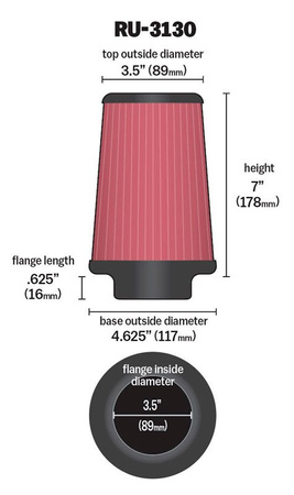 K&N Universal-Kegelfilter - RU-3130