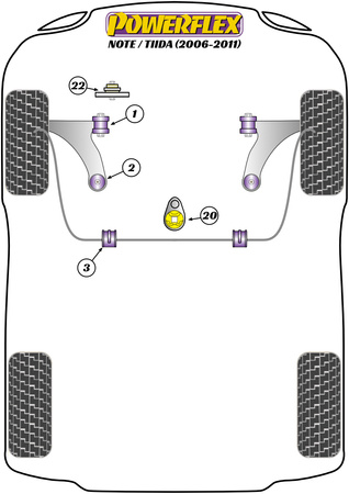 Zestaw śrub regulacji kąta pochylenia PowerAlign (14mm) Powerflex road+black Nissan Note / Tiida (2006 - 2011) PFA100-14