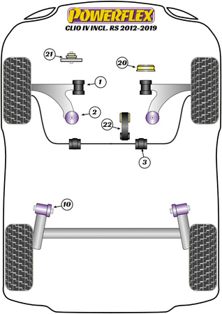 Przednia tuleja przedniego wahacza Powerflex Road Series Renault Clio Models & Clio IV inc RS (2012 - 2019) PFF60-501