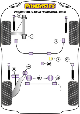 Jack Pad adapteris Powerflex poliuretano įvorė Road Series Porsche 911 Classic (1978 - 1989) Turbo PF57-560