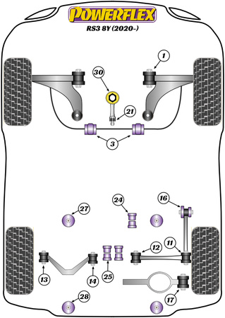 Przednia tuleja mocowania tylnego dyferencjału  Powerflex Road Series Audi A3 / S3 / RS3 & A3 / S3 / RS3 8Y (2020 on)\RS3 MK4 8Y (2020 on) PFR85-524
