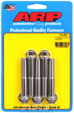 ARP "7/16""-20 x 2.500 hex SS bolts" (5pcs)