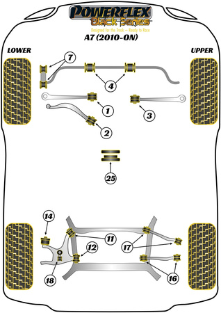 Przednia tuleja łącznika drążka stabilizatora  Powerflex Black Series Audi A7 / S7 / RS7 & A7 / S7 / RS7 4G8 (2012 - 2018)\A7 (2010 - 2017) PFF3-213BLK