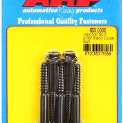 ARP "1/4""-20 X 2.000 hex black oxide bolts" (5pcs)