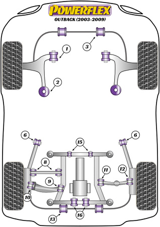 Zewnętrzna tuleja tylnego górnego drążka łączącego Powerflex Road Series Subaru Outback & Outback (2003 - 2009) PFR69-412