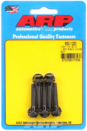 ARP "1/4""-20 X 1.250 hex black oxide bolts" (5pcs)