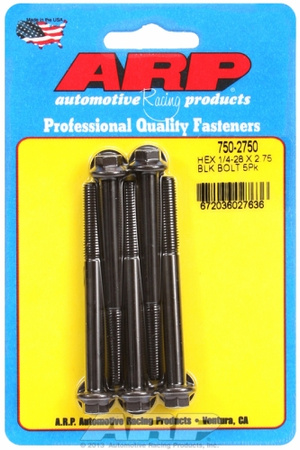 ARP "1/4""-28 x 2.750 hex black oxide bolts" (5pcs)