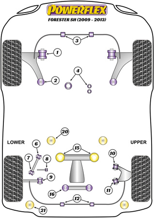 Hinterer Längslenker Vordere Buchse Powerflex Polyurethanbuchse Road Series Subaru Forester Forester SH (2009 - 2013) PFR69-506