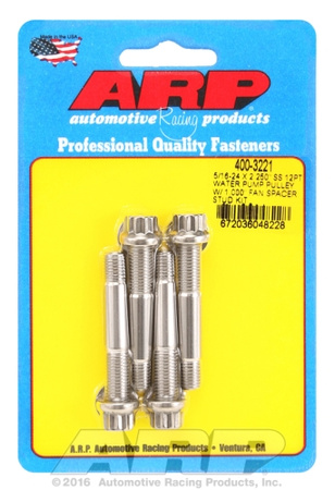 ARP 5/16-24x2.250 SS 12pt WP pulley w/ 1.000" fan spcr stud