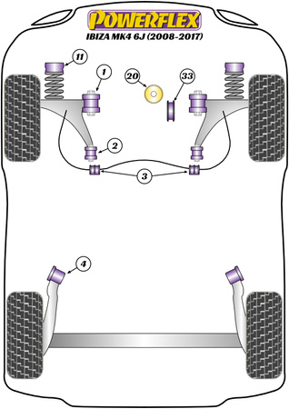 Lower Engine Mount Large Bush (Tuned/Track) Powerflex Polyurethane Bush Road Series Seat Ibiza Models Ibiza MK4 6J (2008 - 2017) PFF85-620P