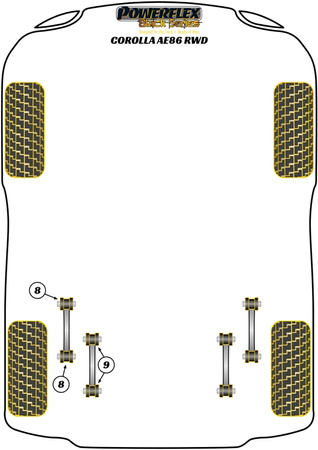 Tuleja tylnego górnego wahacza wleczonego Powerflex Black Series Toyota Corolla Models & Corolla AE86 (1983 - 1987) PFR76-208BLK