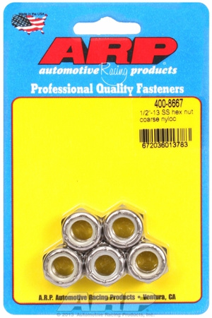 ARP "1/2""-13 SS coarse nyloc hex nut kit" (5pcs)