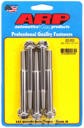 ARP "3/8""-16 x 3.500 hex 7/16 wrenching SS bolts" (5pcs)