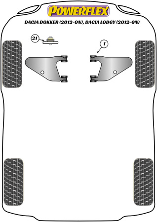 Gearbox Mounting Bush Insert Powerflex Polyurethane Bush Road Series Dacia Dokker (2012 - ON) PFF60-1421
