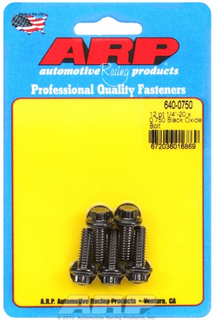 ARP "1/4""-20 x 0.750 12pt black oxide bolts" (5pcs)