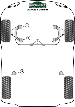 Stabilisatorbuchse 22mm Powerflex Polyurethanbuchse Heritage Collection Peugeot 205 GTi (1985-1998) PFF50-215-22H