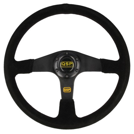 Kierownica zamszowa QSP 3 ramienna 380mm płaska