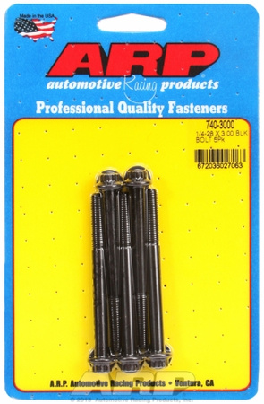 ARP "1/4""-28 x 3.000 12pt black oxide bolts" (5pcs)