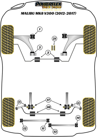 Stabilisatorbuchse vorne 26,6 mm Powerflex Polyurethanbuchse Black Series Chevrolet Malibu MK8 V300 (2012 - 2017) PFF80-1503-26.6BLK