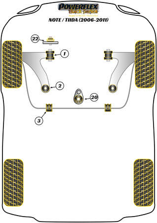 Stabilisatorbuchse vorne 20,5mm Powerflex Polyurethanbuchse Black Series Nissan Note / Tiida (2006 - 2011) PFF60-803-20.5BLK