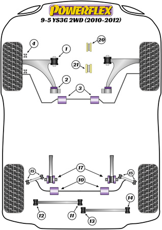Stabilisatorbuchse vorne 26,6 mm Powerflex Polyurethanbuchse Road Series Saab 9-5 YS3G 2WD (2010 - 2012) PFF80-1503-26.6