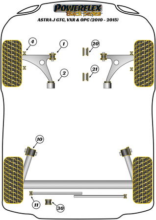 Stabilisatorbuchse vorne 26,6 mm Powerflex Polyurethanbuchse Black Series Vauxhall / Opel ASTRA MODELS Astra MK6 - Astra J (2010 - 2015) Astra MK6 - Astra J GTC, VXR & OPC (2010-2015) PFF80-1503-26.6BLK