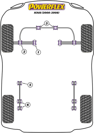 Zestaw śrub regulacji kąta pochylenia PowerAlign (12mm x 60mm) Powerflex road+black Suzuki Ignis (2000-2008) PFA100-12