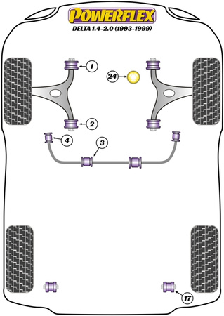 Rear Anti Roll Bar Outer Bush  Powerflex Polyurethane Bush Road Series Lancia Delta 1.4-2.0 (1993-1999) PFR30-311