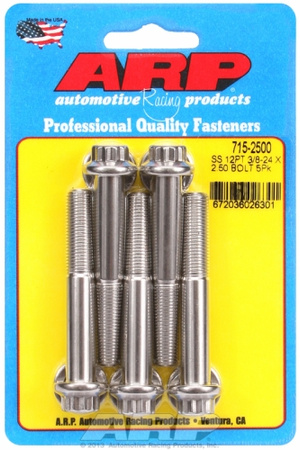 ARP "3/8""-24 x 2.500 12pt 7/16 wrenching SS bolts" (5pcs)