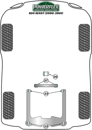 Sebességváltó támasztó persely betét Powerflex poliuretán szilent Heritage Collection Audi A4 / S4 / RS4 A4 / S4 / RS4 B5 (1995-2001) RS4 Avant (2000-2001) PFR3-126H