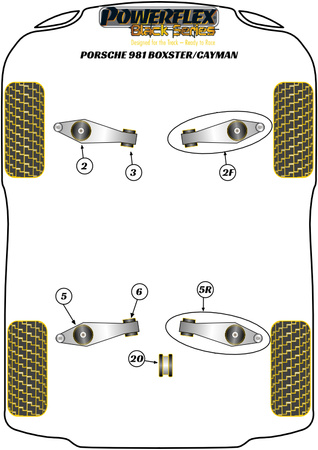 Spurlenker vorne Innenbuchse, Sturz einstellbar Powerflex Polyurethanbuchse Black Series Porsche 981 Boxster/Cayman (2012 - 2016) PFF57-801BLK