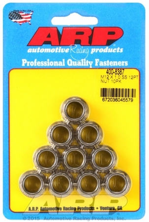 ARP M12 X 1.00 SS 12pt nut kit (10pcs) Stainless