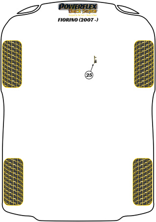 Viršutinis variklio laikiklio įdėklas Powerflex poliuretano įvorė Black Series Fiat Fiorino (2007-on) PFF1-1125BLK