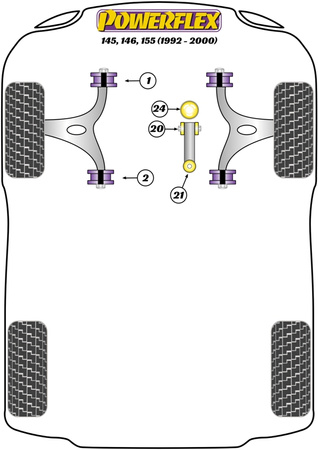 Engine Mount Stabiliser to Chassis Bush Powerflex Polyurethane Bush Road Series Alfa Romeo 145, 146, 155 (1992-2000) PFF1-821