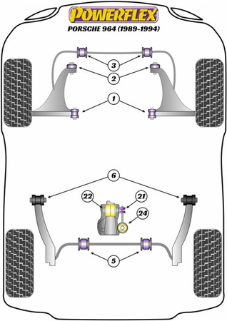 Polyurethan buchsen Powerflex Porsche 964 (1989-1994) -  PFF57-102 Nummer im Diagramm: 2