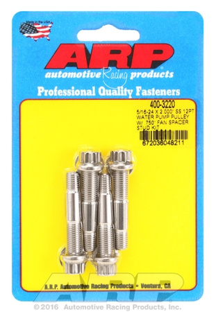 ARP 5/16-24x2.000 SS 12pt WP pulley w/ .750" fan spcr stud