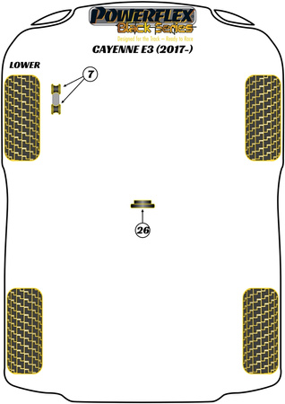 Elülső gördülésgátló lHUNőkar persely 10mm Powerflex poliuretán szilent Black Series Porsche Cayenne Models Cayenne E3 9Y (2018 - ON) PFF3-913-10BLK