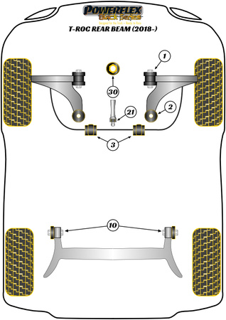 Mažesnis sukimo momentas Mount maža įvorė Powerflex poliuretano įvorė Black Series Volkswagen T-Roc (2018 on) T-Roc FWD Rear Beam (2018 on) PFF3-1324BLK
