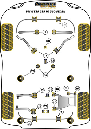 Tuleja mocowania przedniego stabilizatora 22.5mm Powerflex Black Series BMW 5 Series & E39 (1996 - 2004)\E39 535 to 540 PFF5-503-225BLK