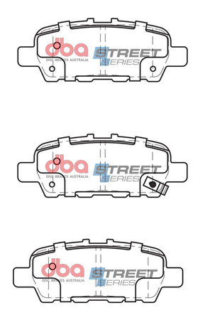 Klocki hamulcowe tylne DBA Brake Pads Street Series Ceramic - DB2340SS INFINITI EX30D EX37 G37 M30D M35h M37 Q50 Sport Q60 Coupe Q70 Hybrid QX50 QX70 NISSAN Cube Juke 1st Gen Nismo RS Leaf Murano Z51 NV200 Combi Pulsar Qashqai J10 +2 Skyline V36 V36