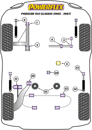 Bolt-On Jack Pad Adapter-Kit Powerflex Polyurethanbuchse Road Series Porsche 912 (1965-1967) PF57-561K
