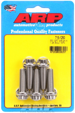 ARP "3/8""-24 x 1.250 12pt 7/16 wrenching SS bolts" (5pcs)