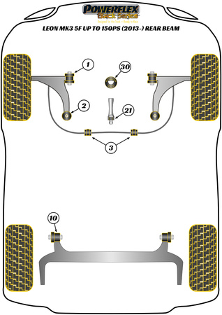 Stabilisatorbuchse vorne 23.2mm Powerflex Polyurethanbuchse Black Series Seat Leon Models Leon MK3 5F (2013-2020) Leon MK3 5F upto 150PS (2013-2020) Rear Beam PFF85-803-23.2BLK