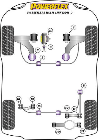 Hintere obere Querlenker-Innenbuchse Powerflex Polyurethanbuchse Road Series Volkswagen Beetle Models Beetle A5 (2011 - ON) Beetle A5 Multi-Link (2011 - ON) PFR85-514