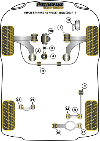 Tuleja stabilizatora przód 22.5mm  Powerflex Black Series Volkswagen Jetta Models & Jetta MK6 A6 (2011 - 2018)\Jetta MK6 A6 Multi-Link (2011 - 2018) PFF85-503-22.5BLK