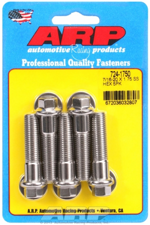 ARP "7/16""-20 x 1.750 hex SS bolts" (5pcs)