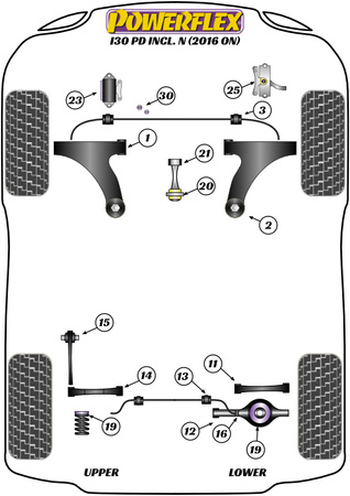 Adapter podnośnika Powerflex Road Series Hyundai i30 Models & i30 PD inc N (2016 on inc Facelift) PF26-160