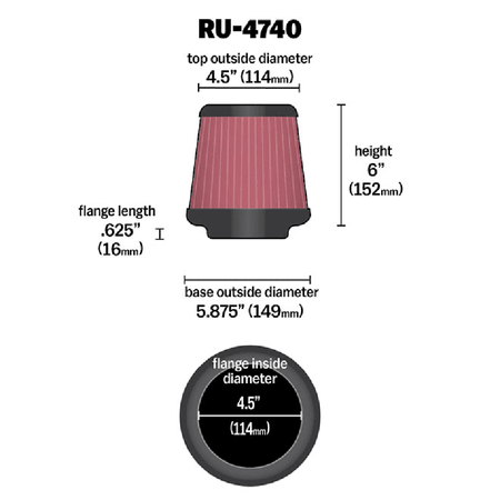 Universal cone filter K&N - RU-4740