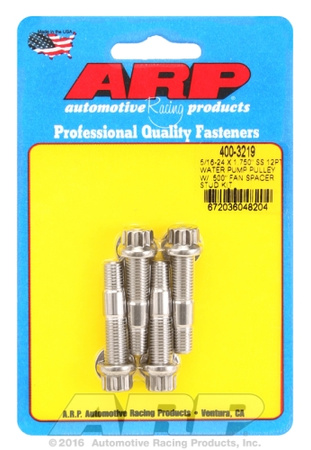 ARP 5/16-24x1.750 SS 12pt WP pulley w/ .500" fan spcr stud