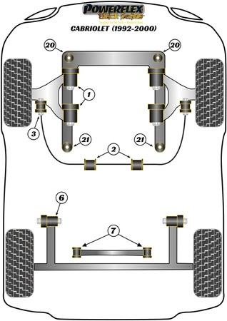 Vorderrad ARB KettGERlied an Querlenkerbuchse 16mm Powerflex Polyurethanbuchse Black Series Audi 80 / 90 - inc S2/RS2 & Quattro (1976 - 2000) Cabriolet (1992 - 2000) PFF3-105BLK